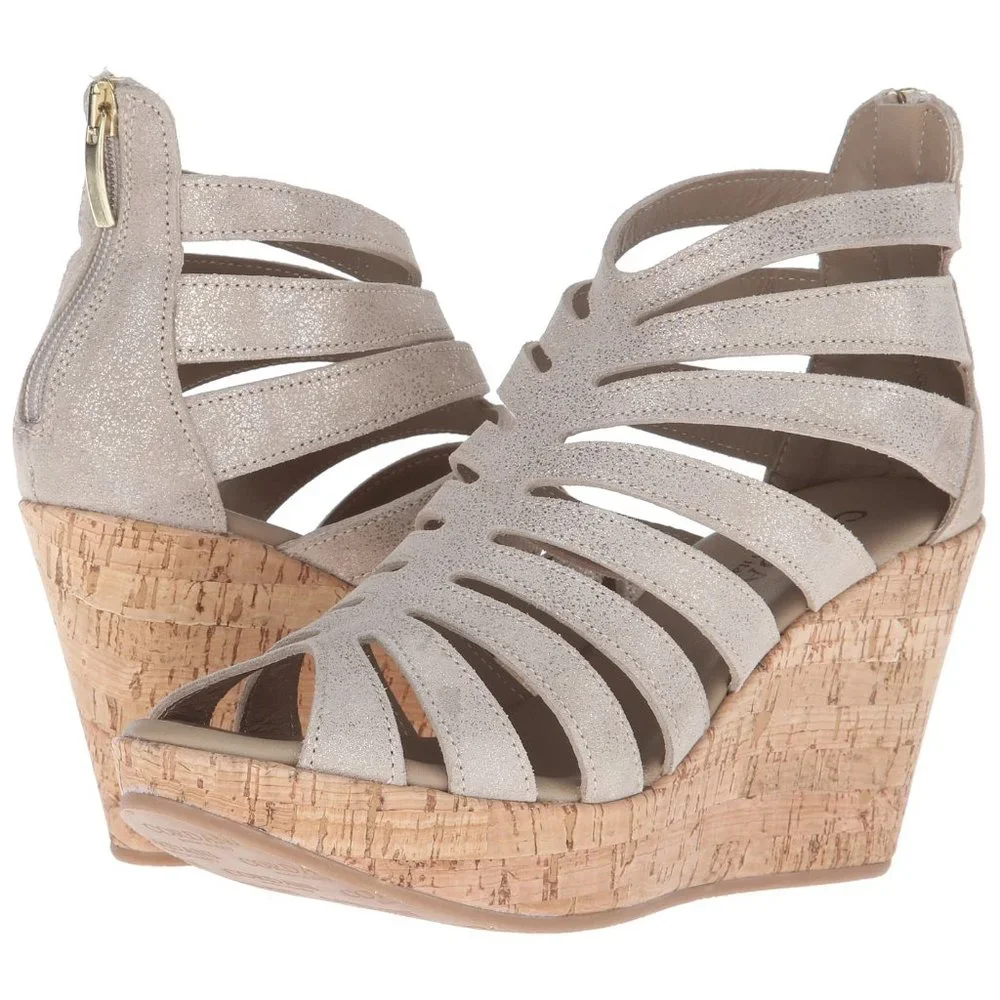 CORDANI Italy New Caged Wedge Sandal Strappy Gladiator Cork Platform Leather 40